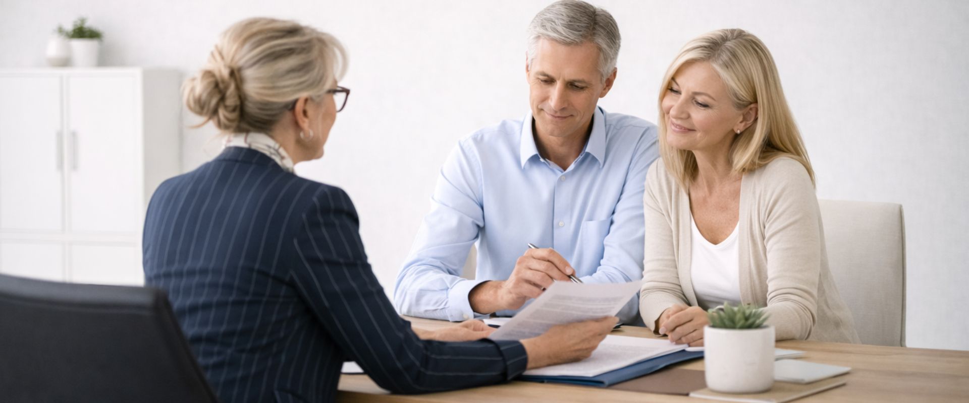 Estate administration Toowoomba - lawyer discussing with a middle aged couple